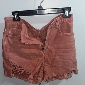 American Eagle Outfitters Women's Coral Distressed Jean Shorts